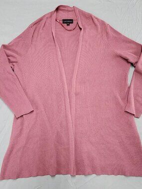 Lane Bryant Cardigan Sweater Womens Plus Size 18/20 Pink Ribbed Knit Open Front